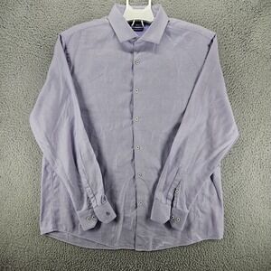 Penguin Men's Dress Shirt Sz 16.5 34/35 Purple White Textured Heritage Slim Fit
